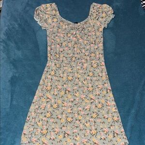 Art Class Floral Kids Dress - Green and Yellow